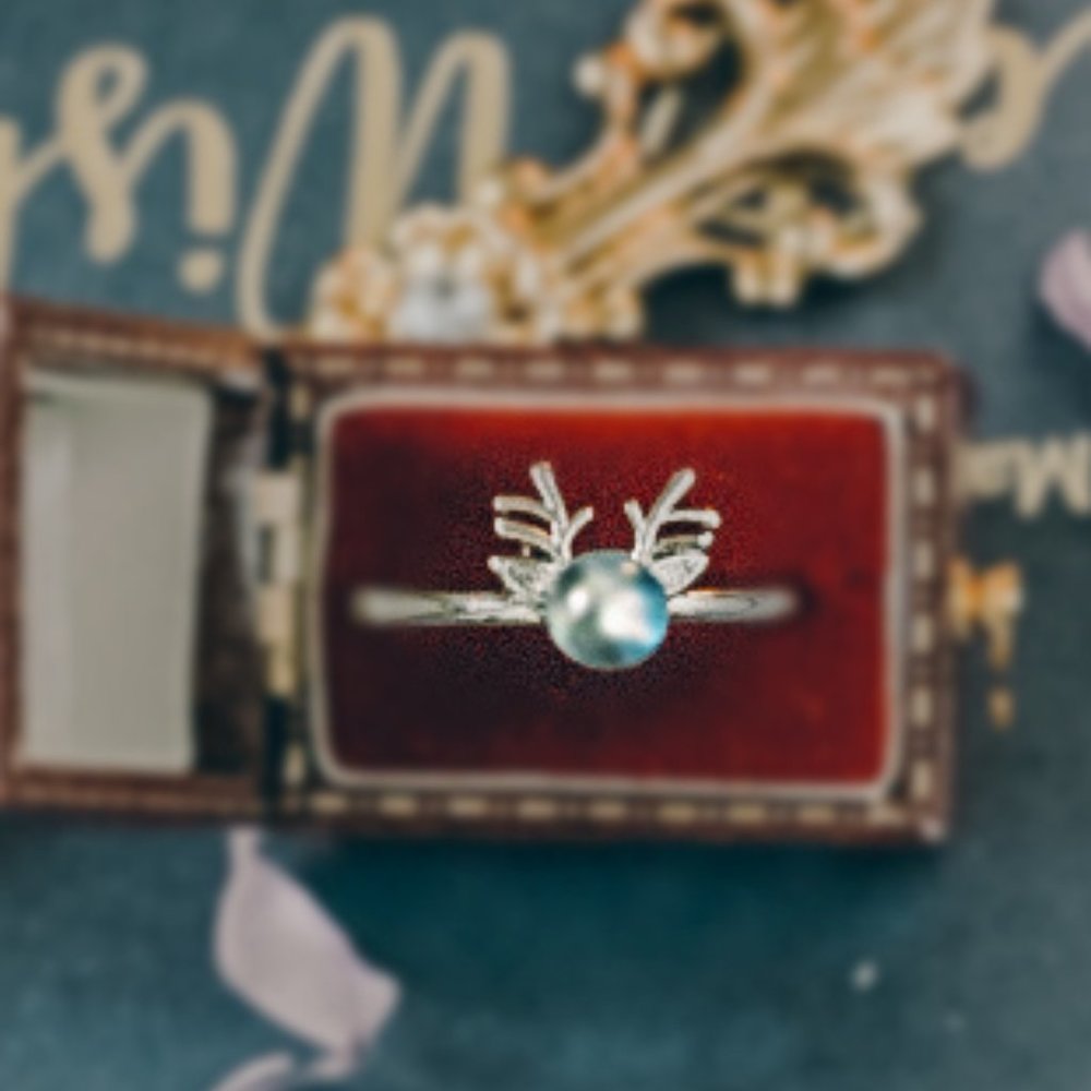 3/$25 🏷️Genuine Moonstone Sapphire Blue Gemstone Nature Deer Antler Animal Ring